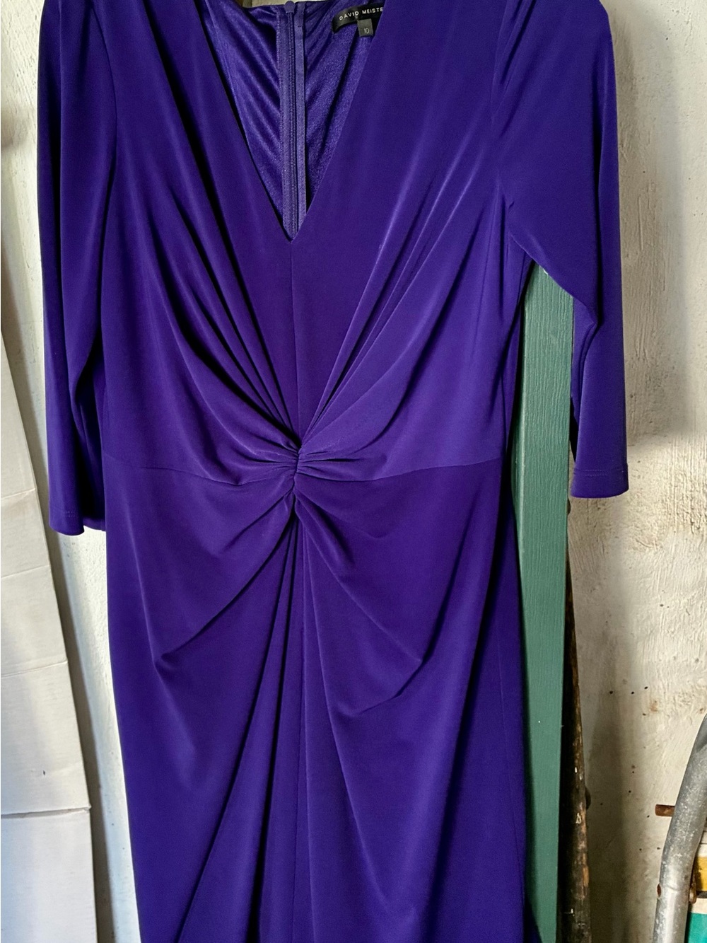David Meister Deep Purple Twist-Detail Midi Dress